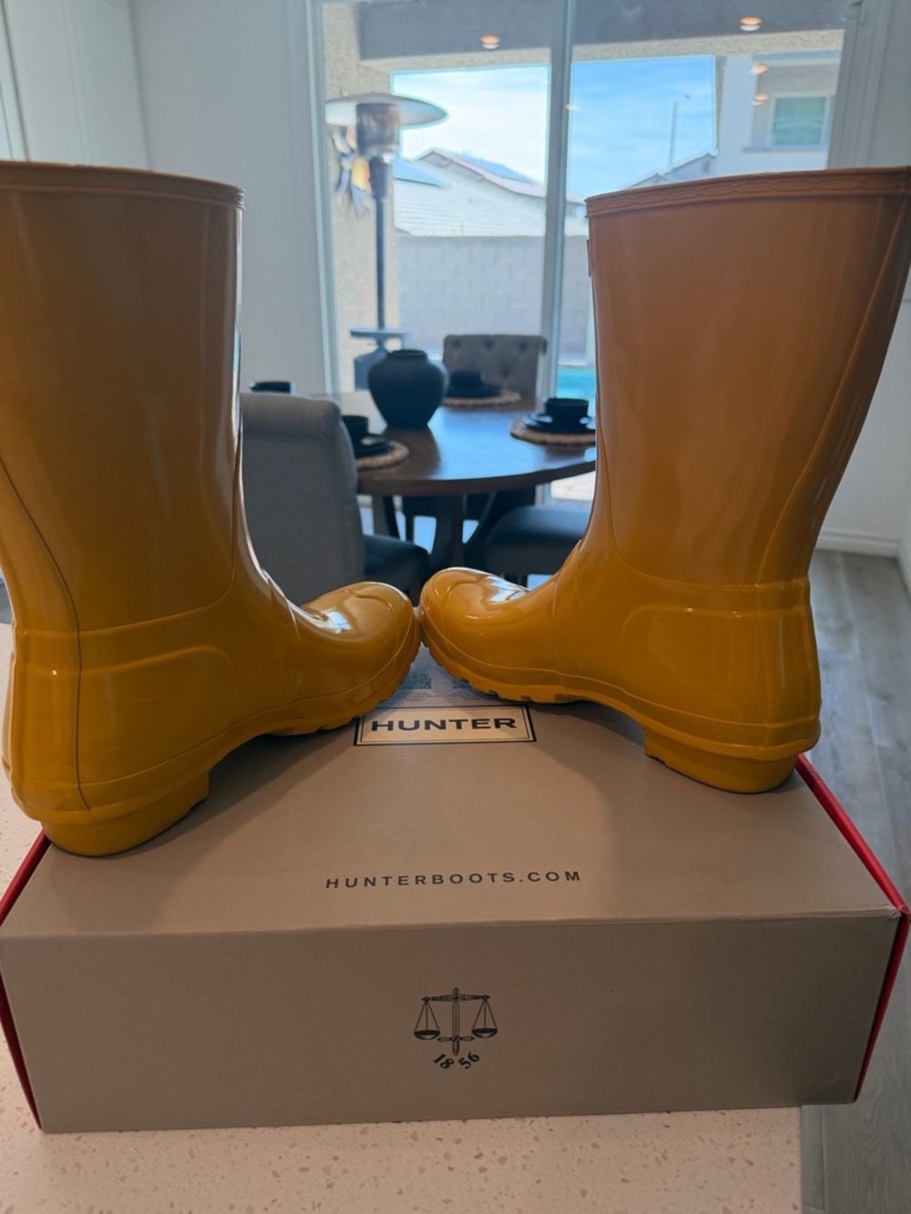 Hunter Gloss Yellow Tall Waterproof Rain Boots - Picture 6 of 7